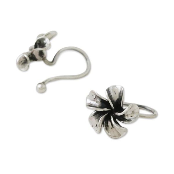 Alternate image for Sterling Silver Frangipani Ear Cuffs from Thailand Frangipani Sprial