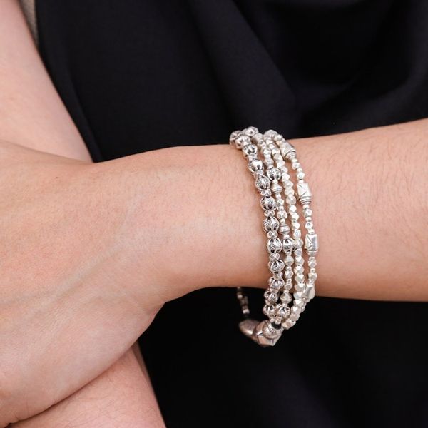 Alternate image for Karen Hill Tribe 950 Silver Beaded Bracelet Karen Celebration