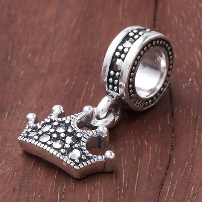 Alternate image for Sterling Silver Crown Bracelet Charm from Thailand The Princess
