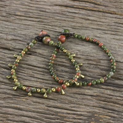 Alternate image for Unakite Beaded Bracelets from Thailand Pair Beautiful Forever
