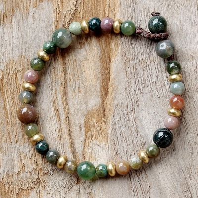 Alternate image for Agate and Brass Beaded Bracelet from Thailand Beautiful Thai