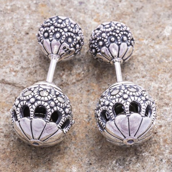 Alternate image for Marcasite and Sterling Silver Stud Earrings Remember My Name