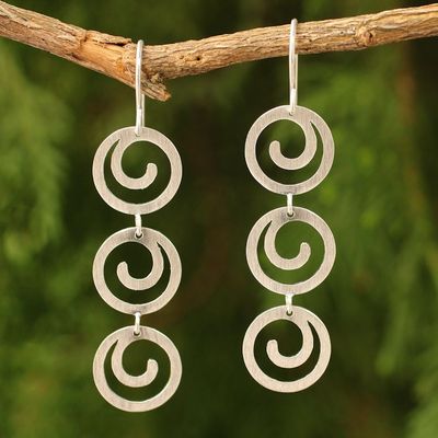 Alternate image for Handcrafted Modern Sterling Silver Dangle Earrings Endless Energy