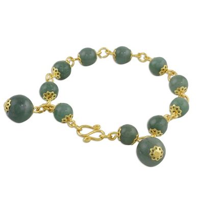 Alternate image for 18K Gold Plated Jade Link Bracelet with Hook Clasp Jade Deluxe