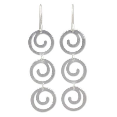 Alternate image for Handcrafted Modern Sterling Silver Dangle Earrings Endless Energy
