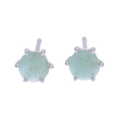 Alternate image for Hand Crafted Emerald and Sterling Silver Stud Earrings Catch a Star in Green