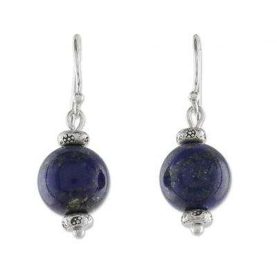 Alternate image for Thai Lapis Lazuli Dangle Earrings with Karen Silver Accents Karen Mystery