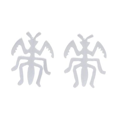 Alternate image for Sterling Silver Praying Mantis Stud Earrings from Thailand Praying Mantis