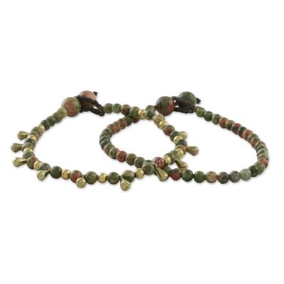 Alternate image for Unakite Beaded Bracelets from Thailand Pair Beautiful Forever