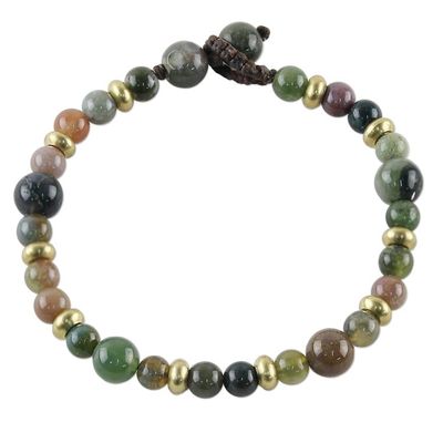 Alternate image for Agate and Brass Beaded Bracelet from Thailand Beautiful Thai