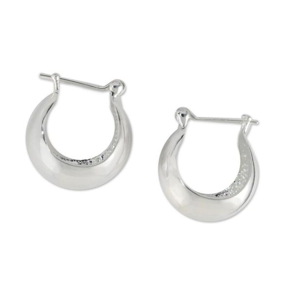 Alternate image for 925 Sterling Silver Shining Hoop Earrings from Thailand Ornate Touch