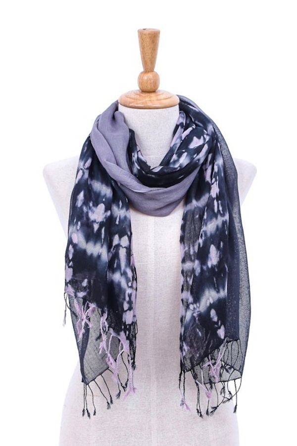 Alternate image for Pair of Cotton Tie-Dye Scarves in Shades of Grey Galaxy of Love