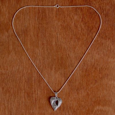 Alternate image for Marcasite Leaf Pendant Necklace from Thailand Natural Heart