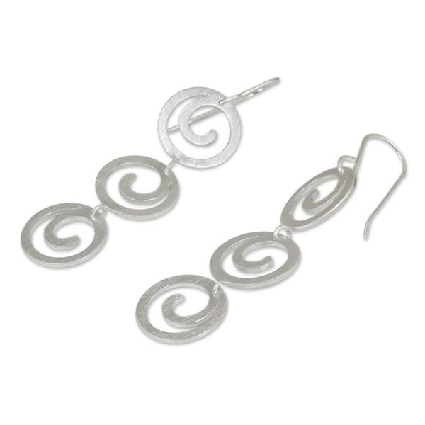 Alternate image for Handcrafted Modern Sterling Silver Dangle Earrings Endless Energy