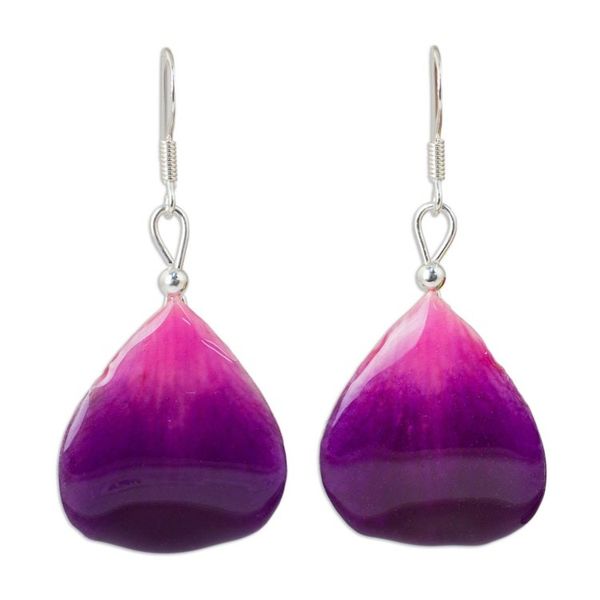 Alternate image for Orchid Petal Dangle Earrings Chiang Mai Kiss