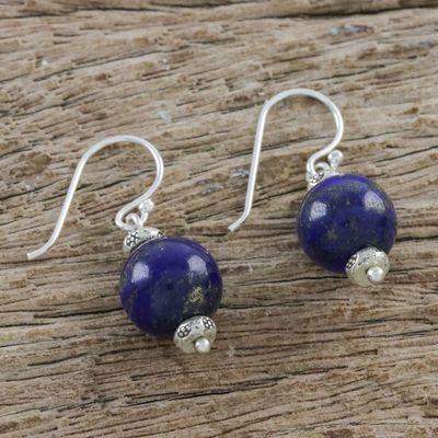 Alternate image for Thai Lapis Lazuli Dangle Earrings with Karen Silver Accents Karen Mystery