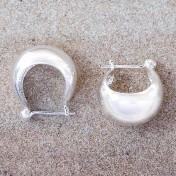 Alternate image for 925 Sterling Silver Shining Hoop Earrings from Thailand Ornate Touch