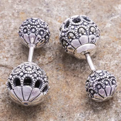 Alternate image for Marcasite and Sterling Silver Stud Earrings Remember My Name