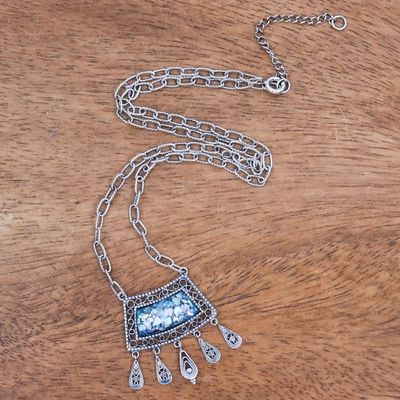Alternate image for Roman Glass and Silver Necklace Handcrafted in Thailand Ancient Whisper