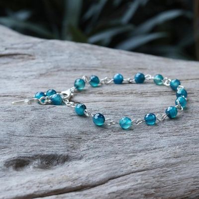 Alternate image for Blue Agate Cross Bracelet from Thailand Cross by the Sea