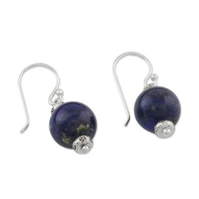 Alternate image for Thai Lapis Lazuli Dangle Earrings with Karen Silver Accents Karen Mystery