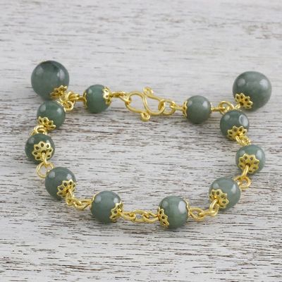 Alternate image for 18K Gold Plated Jade Link Bracelet with Hook Clasp Jade Deluxe