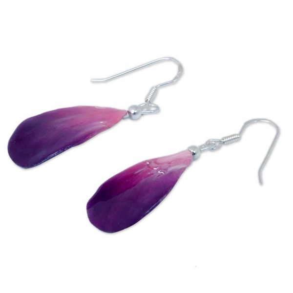 Alternate image for Orchid Petal Dangle Earrings Chiang Mai Kiss