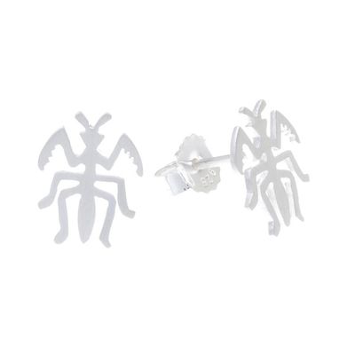 Alternate image for Sterling Silver Praying Mantis Stud Earrings from Thailand Praying Mantis