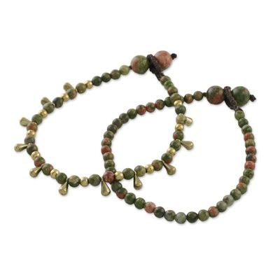 Alternate image for Unakite Beaded Bracelets from Thailand Pair Beautiful Forever