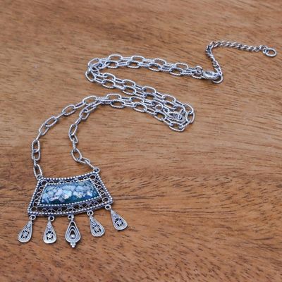 Alternate image for Roman Glass and Silver Necklace Handcrafted in Thailand Ancient Whisper