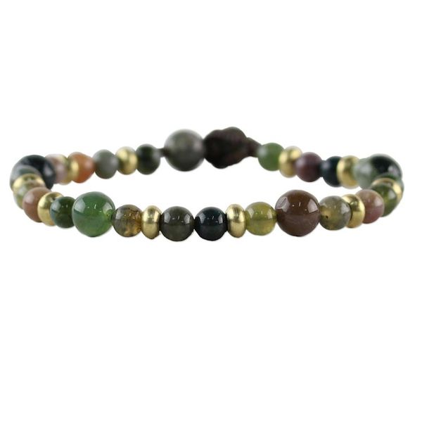 Alternate image for Agate and Brass Beaded Bracelet from Thailand Beautiful Thai