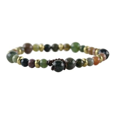 Alternate image for Agate and Brass Beaded Bracelet from Thailand Beautiful Thai