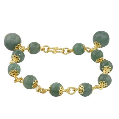 Alternate image for 18K Gold Plated Jade Link Bracelet with Hook Clasp Jade Deluxe