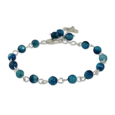 Alternate image for Blue Agate Cross Bracelet from Thailand Cross by the Sea