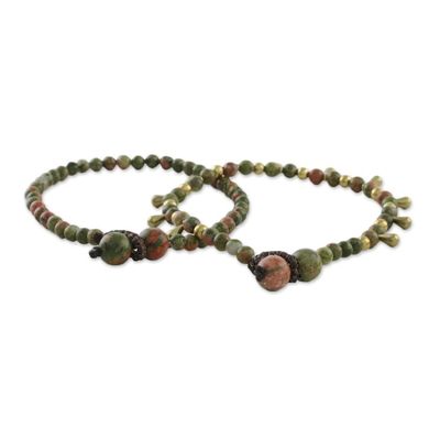 Alternate image for Unakite Beaded Bracelets from Thailand Pair Beautiful Forever