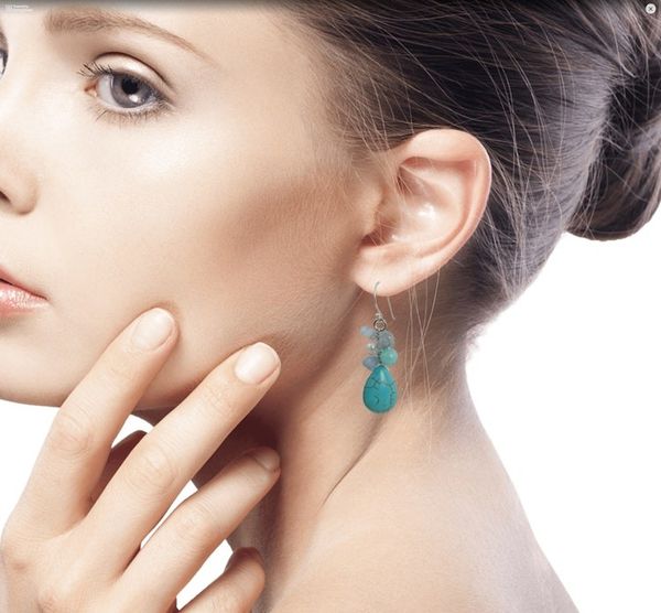 Alternate image for Handmade Pearl Aquamarine Blue Calcite Earrings Thailand Cool Beauty