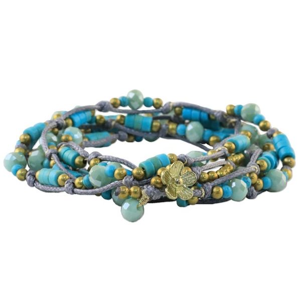 Alternate image for Light Blue Calcite Beaded Wrap Bracelet from Thailand Ocean Party