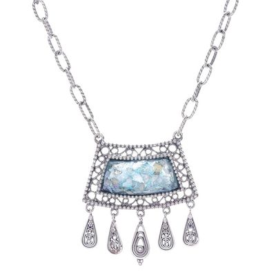 Alternate image for Roman Glass and Silver Necklace Handcrafted in Thailand Ancient Whisper