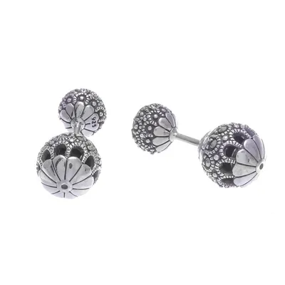 Alternate image for Marcasite and Sterling Silver Stud Earrings Remember My Name