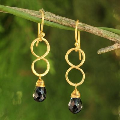 Alternate image for 24k Gold Plated Black Onyx Earrings Infinity