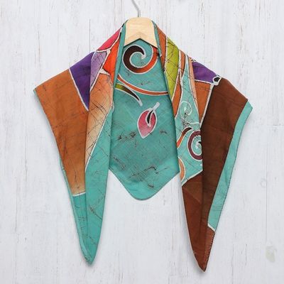 Alternate image for Thai Artisan Made Cotton Batik Scarf with Elephants Winsome Elephants