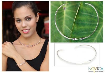 Alternate image for Handmade Silver Collar Necklace Ribbon Twist