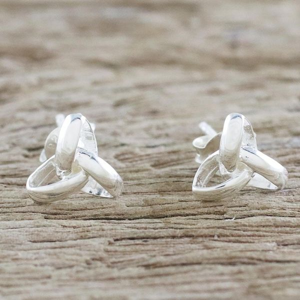 Alternate image for Handcrafted Sterling Silver Stud Earrings from Thailand Silver Trinity