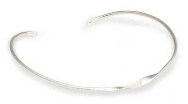 Alternate image for Handmade Silver Collar Necklace Ribbon Twist