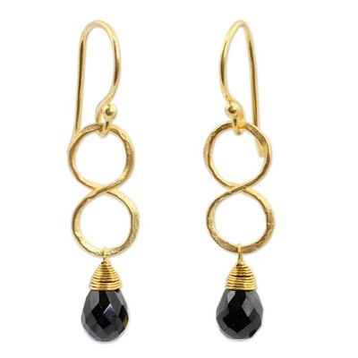 Alternate image for 24k Gold Plated Black Onyx Earrings Infinity