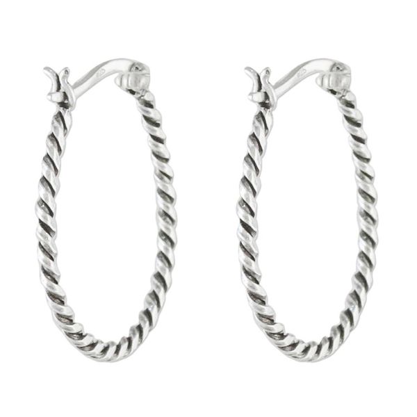 Alternate image for Handmade Sterling Silver Twisted Hoop Earrings from Thailand Spiral Onwards