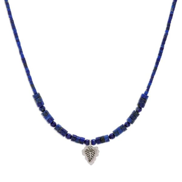 Alternate image for Hand Made Lapis Lazuli and Silver Pendant Necklace Lapis Leaf