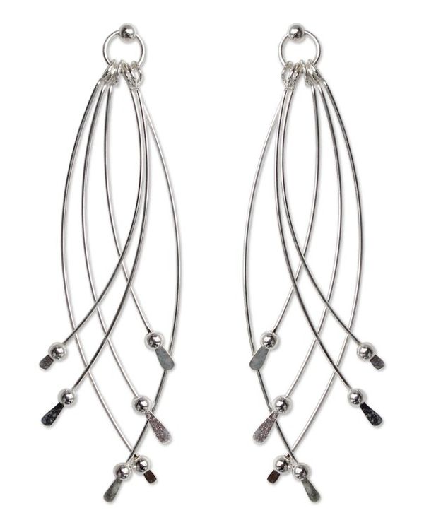 Alternate image for Handcrafted Sterling Silver Dangle Earrings Early Rain