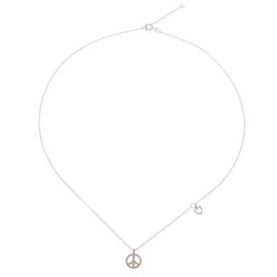 Alternate image for Rose Gold Accented Sterling Silver Peace Necklace Heart for Peace