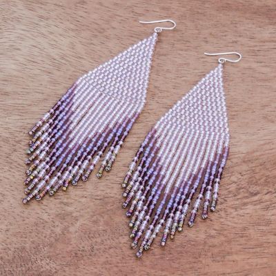 Alternate image for Waterfall Earrings Hand Beaded in Thailand Pa Sake Cascade